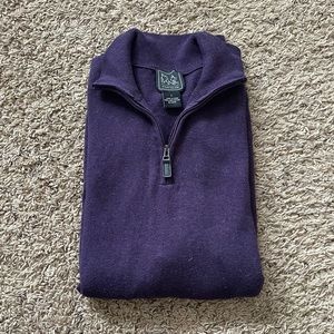 NWOT Jos.A.Bank Mens L 100% Cotton Purple Traveler Quarter Zip Sweater